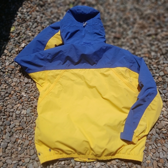 L.L. Bean Blue and Yellow Raincoat with Two-Tone Design - Picture 2 of 8